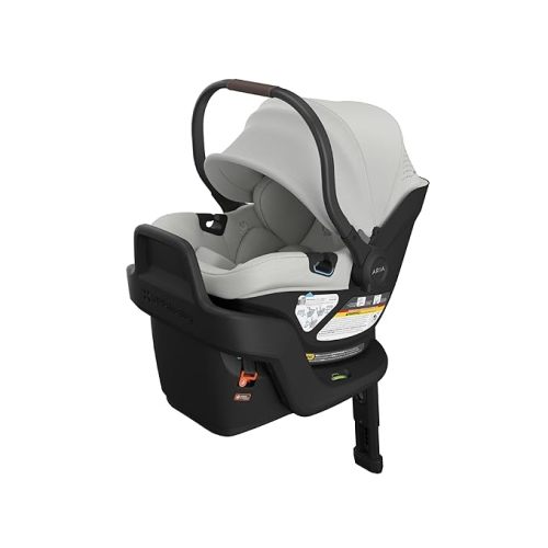 UPPAbaby Aria V2 Lightweight Infant Car Seat - Just Under 6 lbs - Base with Load Leg + Infant Insert + All-Weather FootCover Included - Direct Stroller Attachment - Savannah (Pearl Grey Mélange)