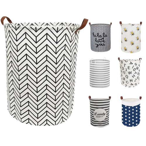 EVNELE Large Laundry Basket, Waterproof Canvas Laundry Hamper, Collapsible Storage Basket Bin for Kids Room, Toy Organizer, Nursery Hamper, Clothes Hamper, Black V