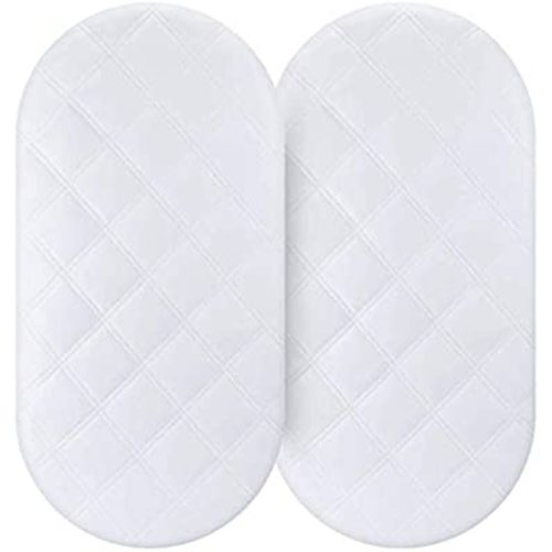 Waterproof Bassinet Mattress Pad Cover 2 Pack Fit for Hourglass/Oval Bassinet Mattress, Baby Bassinet Mattress Protector for Boys and Girls 32X16 in by Yoofoss
