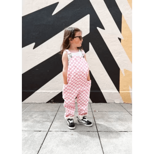Pink Checkered Overalls