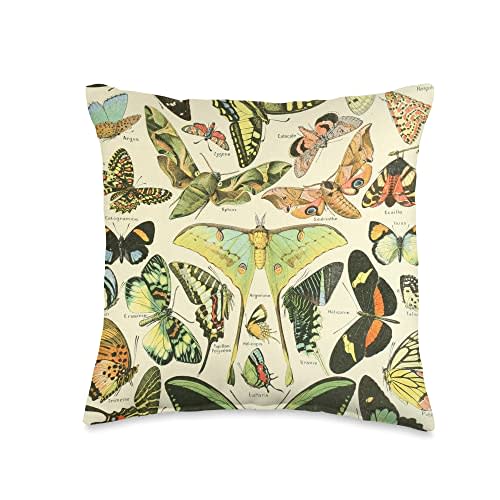 Luna Moth Butterfly Vintage Botanical Biology Illustration Throw Pillow