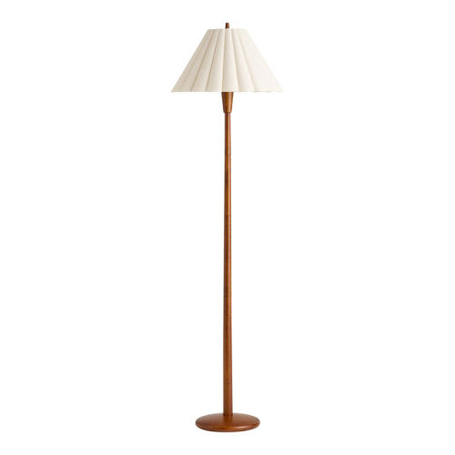 Vale Walnut Scallop Pleated Empire Shade Floor Lamp