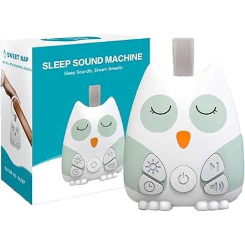 PandaEar Portable White Noise Machine for Baby, 15 Soothing Sound, Night Light, Sleep Sound Timer and Powered by USB for Baby Kids (Owl)