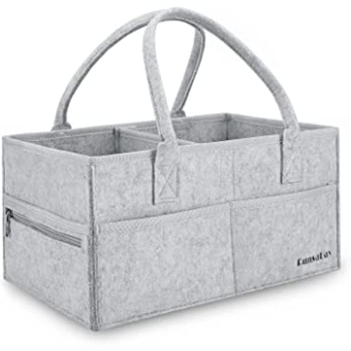 Runsabay. Baby Diaper Caddy Organizer - Portable Nursery Storage Basket Bin for Changing Table - Car Organizer for Diapers - Best Shower Gift Basket for Newborns Registry - Large