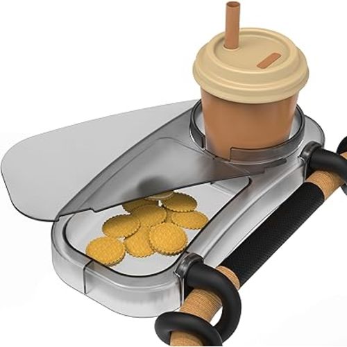 Upgraded Universal Stroller Snack Tray, Cup Holder Stroller Tray with Silicone Flexible Arms Grip, Stroller Tray Attachment for Baby Toddler Holder Stroller Accessories for Snacks On The Go