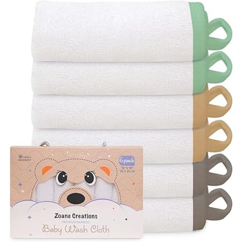 Premium Baby Wash Cloths for Babies – Ultra-Soft, Highly Absorbent, 500 GSM, 10x10 in, Pack of 6, Baby washcloths for Newborns and Toddlers - Multi