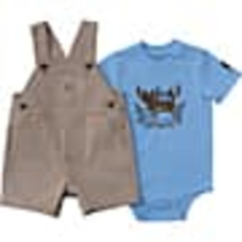 Boys' 2-Piece Short Sleeve Bodysuit & Brown Stripe Shortall Set (Baby) | T-Shirts Under $35 | Carhartt