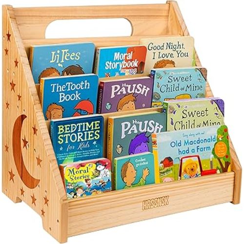 Hrssnsk Montessori Baby Bookshelf, Front-Facing Wooden Kids & Toddler Bookshelf, Nursery Book Organizer for Playroom