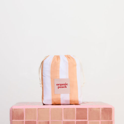 Small Bassinet Waterproof Fitted Sheet - Peach Stripe | Organic Peach