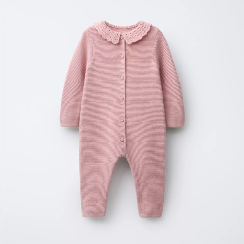 CROCHET KNIT JUMPSUIT - Mid-pink | ZARA United States