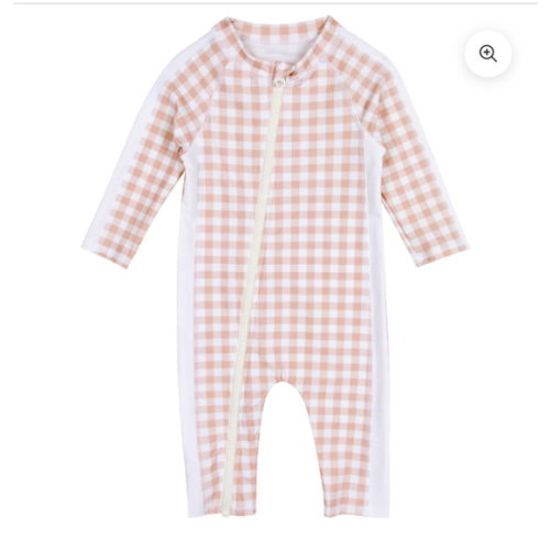 Sunsuit - Long Sleeve Romper Swimsuit | "Pink Gingham"