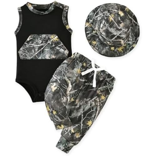 Baby Boy Camo Sleeveless Bodysuit Pants Set 0-18 Months
