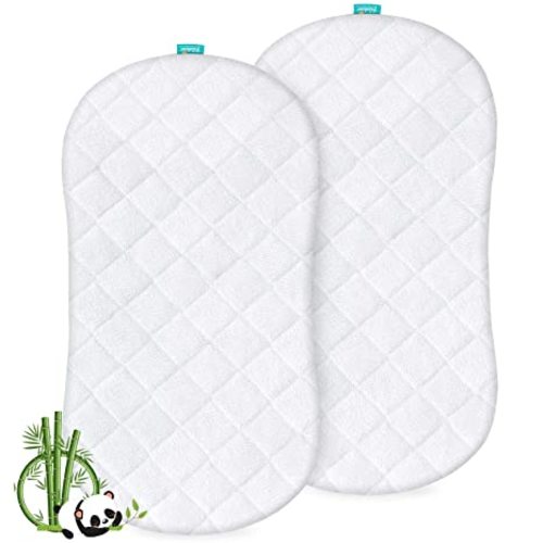 Bassinet Mattress Protector, Universal Fit for Halo Bassinest Swivel and Hourglass/Oval Bassinet Mattress, Ultra Soft Waterproof and Breathable, 2 Pack