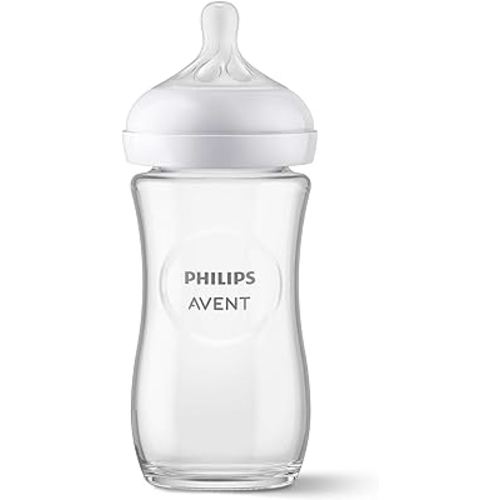 Philips Avent Natural Response Glass Baby Bottle, 240ml, 1-Pack, SCY933/01