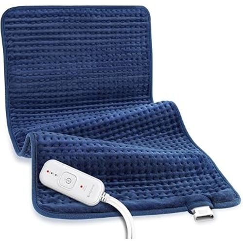 Comfytemp Extra Large Heating Pad for Back & Period, 33''x 17'' King Size, FSA Eligible Items Only List, HSA Approve Electric XL Heated Pad for Shoulder/Neck/Knee, Small Lap Blanket, Washable (Blue)