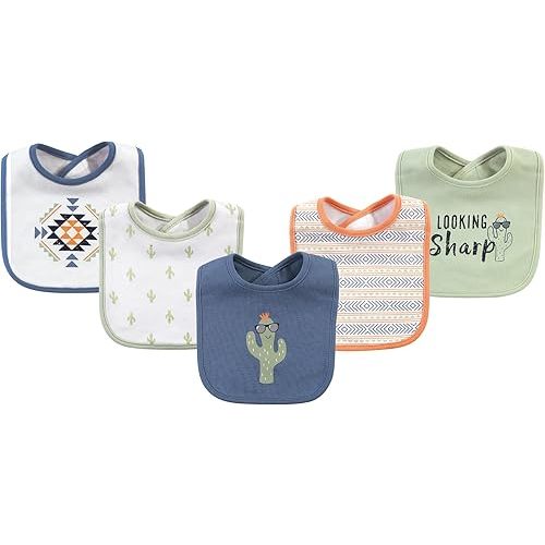 Hudson Baby Unisex Baby Cotton Bibs, Cactus, One Size