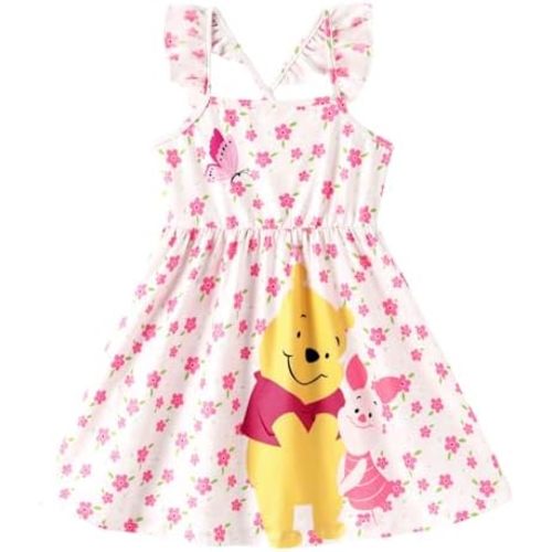 Disney Princess Minnie Mouse Frozen Elsa Girls Dress Ruffle Sleeveless Criss Cross Sundress Summer Clothes Baby to Toddler