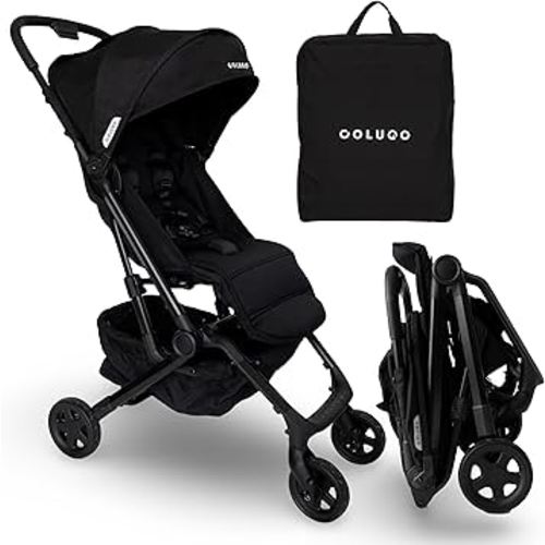 Colugo Compact Stroller+ Lightweight Foldable Travel Stroller for Airplane, Baby Toddlers & Infants with New One-Hand Fold, Reclining Seat, Rain Cover, Carry Backpack & Cup Holder (Black)