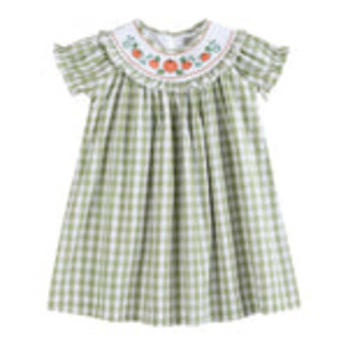 Royal Blue Gingham Pumpkin Smocked Bishop Dress - Lil Cactus