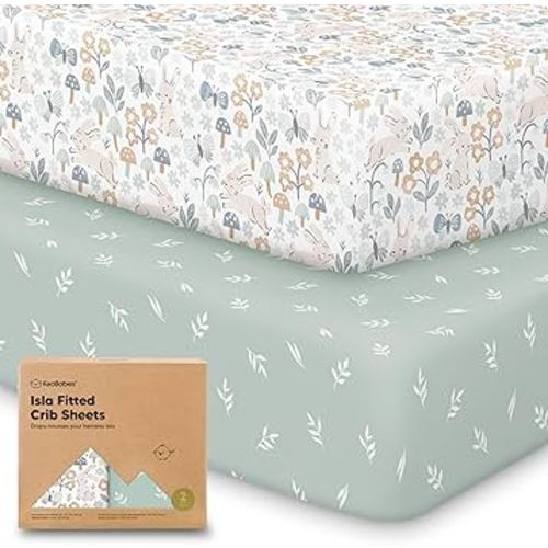 KeaBabies 2-Pack Baby Crib Sheets for Boys, Girls - 52x28 Viscose Derived from Bamboo Toddler Bed Sheets Neutral, Fitted Crib Mattress Cover for Standard Baby Bedding, Soft & Cozy (Prairie)