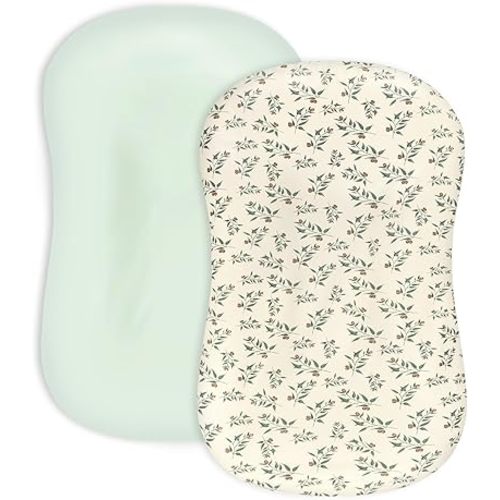 Hooyax Baby Lounger Cover 2-Pack, Ultra-Soft Stretchable Slipcover Fits Snuggle Me & Infant Loungers, Skin-Friendly Newborn Lounger Cover Set for Boys and Girls - Covers Only (Green Leaf)