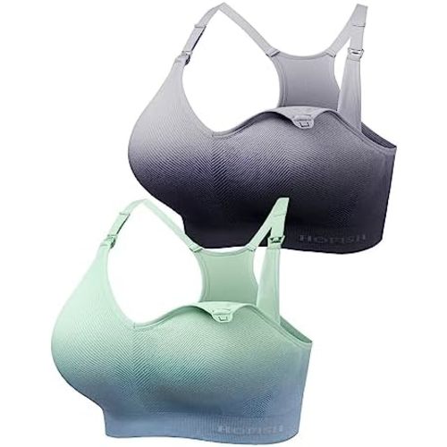 HOFISH Support Nursing Bras for Breastfeeding Medium Impact Maternity & Nursing Sports Bra Seamless Racerback Pregnancy Bra
