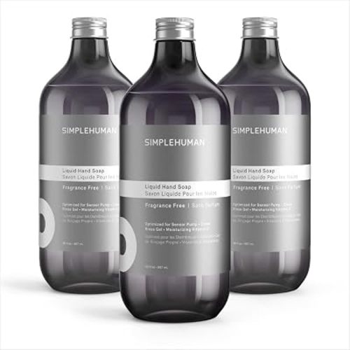 simplehuman Fragrance Free Liquid Hand Soap Refill Bottle 3-Pack, 30 fl. oz. Each, Gentle & Naturally Pure, Moisturizing Vitamin E, Sulfate & Paraben Free, for simplehuman Sensor Pump