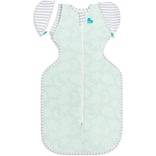 Love to Dream Transition Bag Organic 1.0 TOG, Celestial Dot Mint, Medium, 13-19 lbs., Patented Zip-Off Wings, Gently Help Baby Safely Transition from Being swaddled to arms Free Before Rolling Over