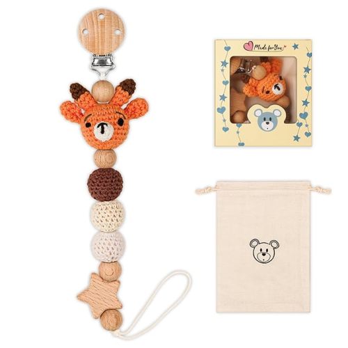 Pacifier Clip, Cute Animal Pacifier Holder Clip for Boys and Girls, Most Pacifiers, Baby Teethers, Baby Shower and Baby Essentials(Deer)