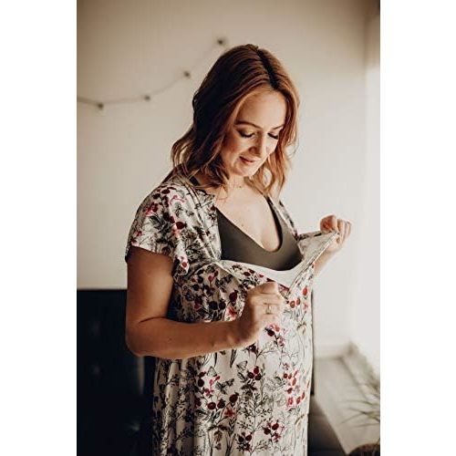 Three Little Tots Mommy Labor and Delivery Gown - Stretchy Soft Maternity and Nursing Nightgown