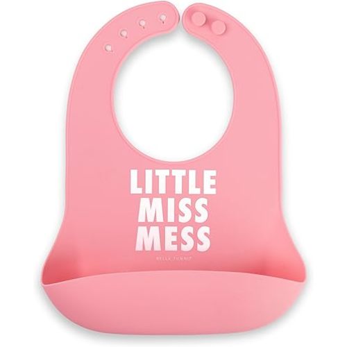 Bella Tunno Baby Bib for Eating, Waterproof Silicone Bib with Large Food Catcher, Adjustable Fit for Babies 4-12 months & Toddlers 1-3 Years, Boys & Girls, Little Miss Mess