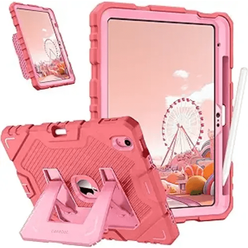 Fintie Kids Friendly Case for iPad (A16) 11th Generation 11 Inch (2025), iPad 10th Generation 10.9 Inch (2022), Fully-Body Rugged Heavy Duty Shockproof Protective Case with Kickstand, Pink