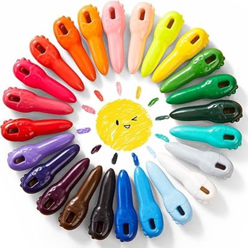 Mess Free Beeswax Crayons for Toddlers, 24 Colors Baby's First Washable Jumbo Crayon with 108 FREE Coloring Books PDF Pages, Big Large Crayons for Kids Ages1-3,2-4,4-8 Keep Kids Busy Coloring