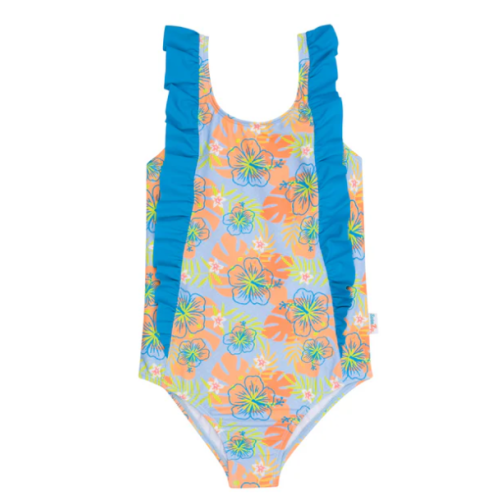 12-18 Months, Girls Ruffle One-Piece Swimsuit | "Too Sweet" Groovy