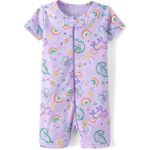 The Children's Place baby-girls And Newborn 100% Cotton Short Sleeve Zip Front One Piece Footless Pajamas