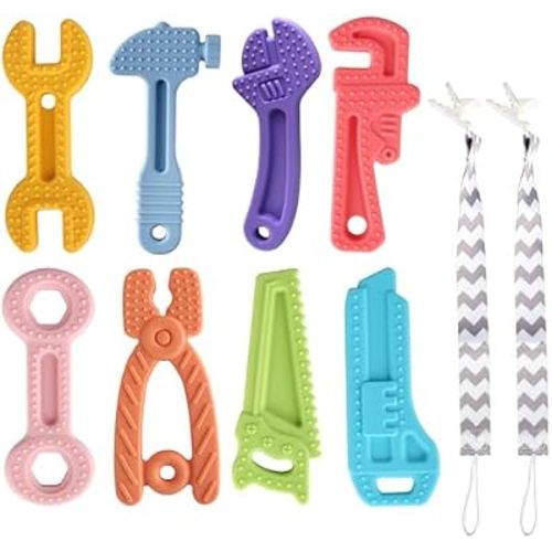 Yinghezu 8 Pack Chew Baby Teething Toys for 0-12 Months Silicone Teether