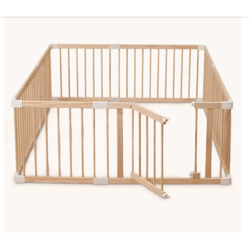 HARPPA Wooden Baby Gate Playpen | Non-Toxic Foldable DIY Adjustable Play Yard for Infants & Toddlers – Natural Finish Baby Fence for Small & Large Spaces