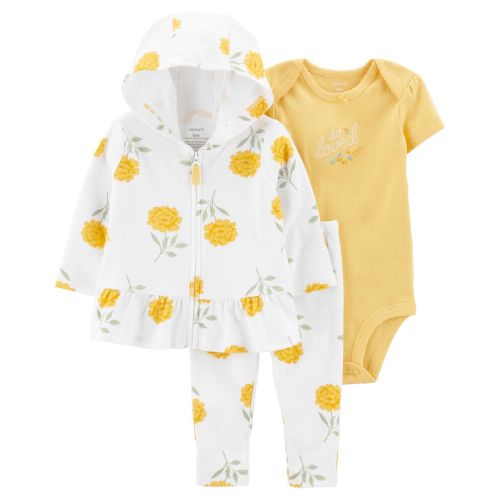 Baby 3-Piece Floral Little Jacket Set - Yellow/White