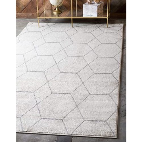 Unique Loom Trellis Frieze Collection Area Rug - Geometric (8' x 10', Ivory/ Gray)