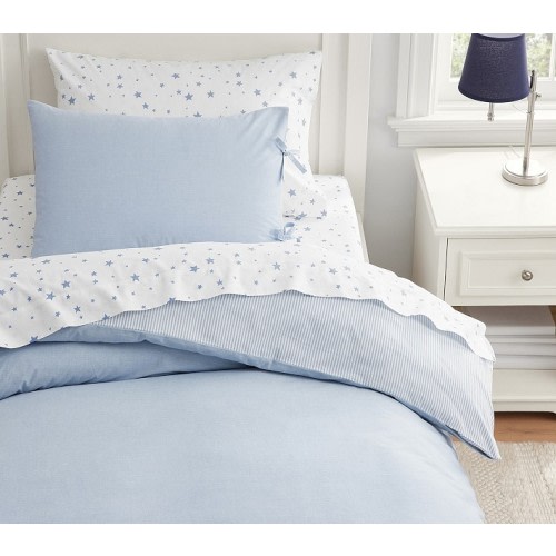 Boys Organic Chambray Reversible Kids' Duvet Cover | Pottery Barn Kids