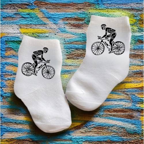 Baby/Toddler/Child Cyclist Socks. Multiple sizes offered. Choose from 0-6 months to 10 years.  Every Baby Needs. Cute Baby Gift!