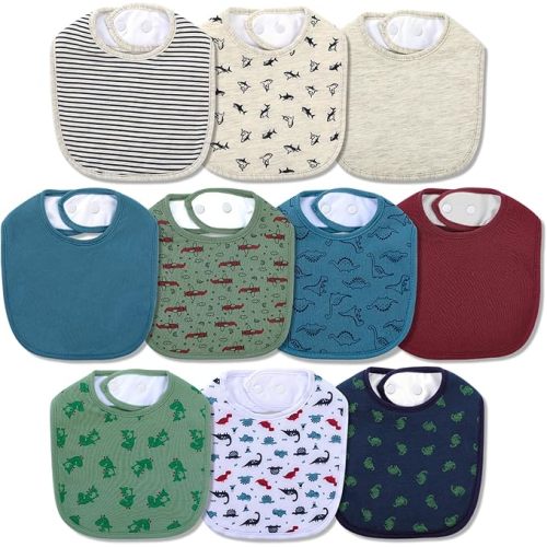 Hakochia Waterproof Baby Bibs Organic Cotton Super Soft and Absorbent With Adjustable Snap for Baby Boys and Girls