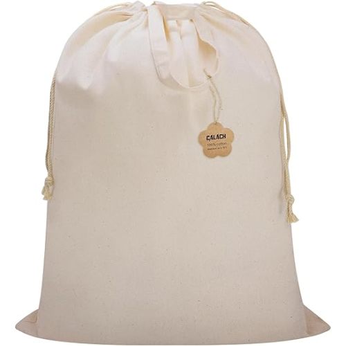 Cotton Canvas Laundry Bag 33"Wx 35"H, Thick Cotton Laundry Bag with Handles & Drawstring, Extra Large Heavy Duty Washable Basket Liner Hamper Liner Storage Sack (Natural XL, 1 Pack)