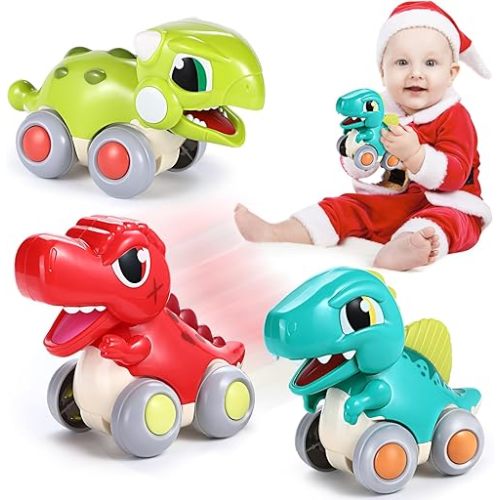 LUDILO Car Toys for 1 Year Old Boy Gifts: Push and Go Dinosaur Toys Cars for Toddlers 1-3 One Year Old Boy Toys Birthday Gifts for 1 2 3 Year Old Boys Toddler Toys Age 1-2 Baby Boy Toys 12-18 Months