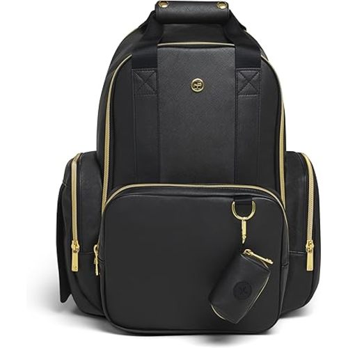 HUGGIES Signature Hug Pack Diaper Backpack, Black Leather, One Size