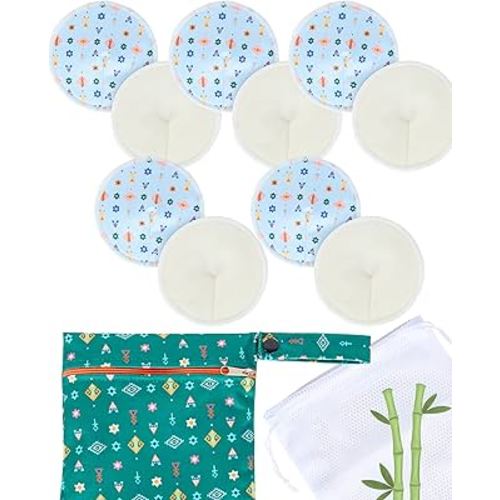 Nursing Pads - Breast Pads for Leaking Milk - Reusable & Washable Breastfeeding Pads - Stay Dry Longer - Almohadillas y Protectores de Lactancia - Viscose derived from Bamboo - 10 Pads