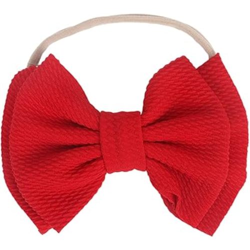 Baby Girl's 5 Inches Soft Double Bow-knot Nylon Headband Toddler Headdress for Photography Party Festivals (Red1)