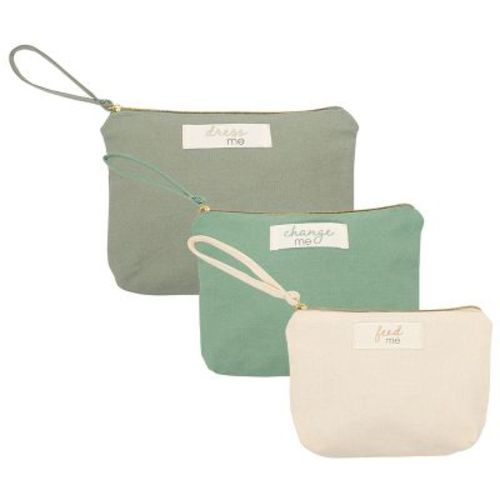 Narwey Baby Diaper Bag Organizing Pouch Set – Feed Me, Change Me, Dress Me – Zip Pouches Made From Recycled Cotton