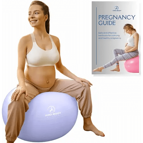 ProBody Pilates Pregnancy Ball - Yoga Ball for Pregnancy with Book, Prenatal, Labor & Postnatal Maternity Exercise