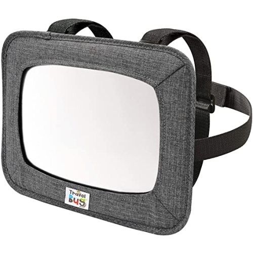Travel Bug Soft Sided Rear & Forward Facing Safety Mirror for Baby & Toddler - Shatter Resistant - Jumbo Baby Car Mirror